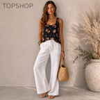 Topshop Silky Navy Racer Back Top  UK 10