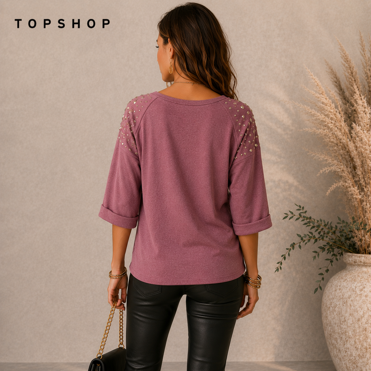 Topshop Dusky Pink Cotton Top UK 12