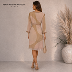 Fenn Wright Manson Baby Pink & Mocha Silk Dress UK 10