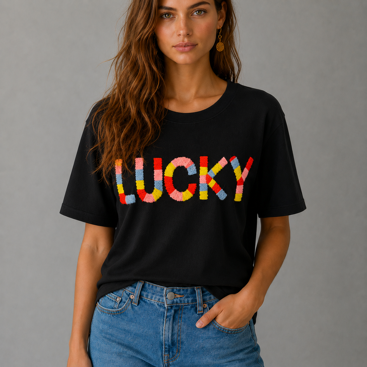 Hush Black Lucky Embroidered Cotton Top UK 8