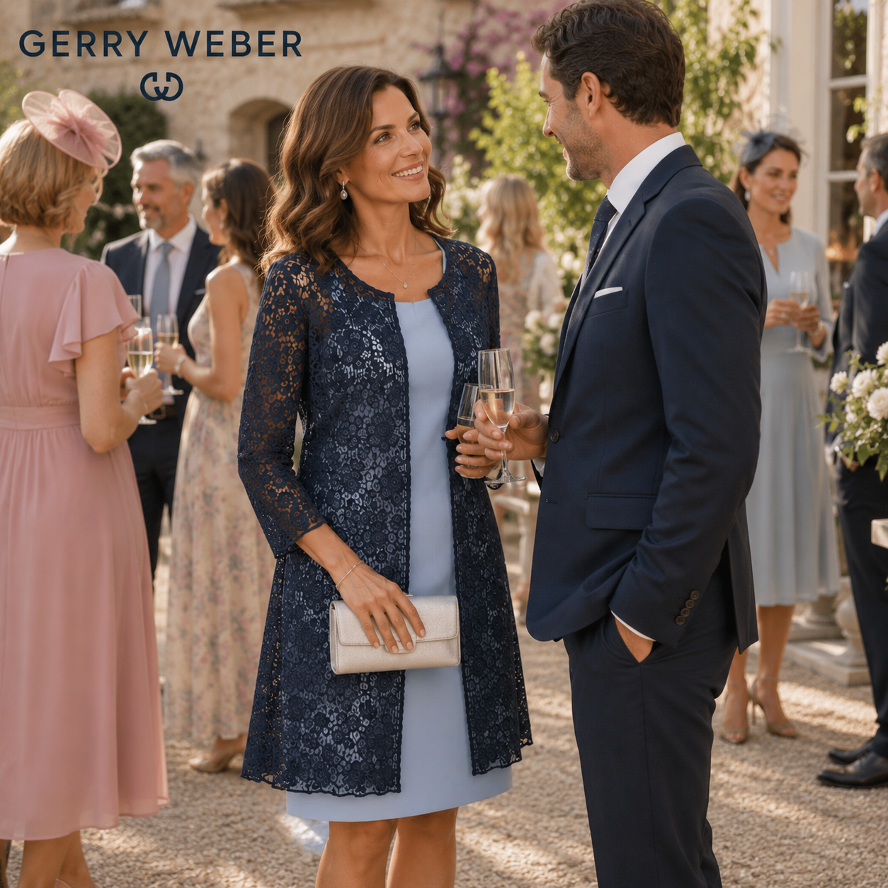Gerry Weber Navy Lace Long Jacket UK 14