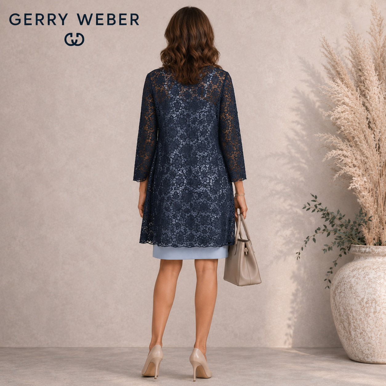 Gerry Weber Navy Lace Long Jacket UK 14
