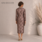 Gina Bacconi Dusky Mauve Jacquard Skirt Suit UK 14