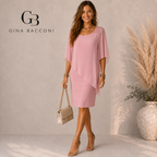 Gina Bacconi Zenna Pink Beaded Shoulder Chiffon Dress UK 14