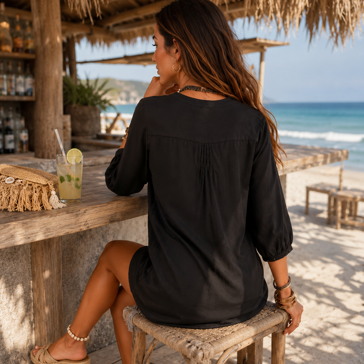 H&M Black Silky Tunic Dress UK 12