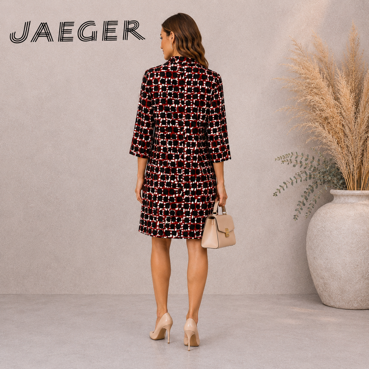 Jaeger Multi Crepe Shift Oversize Dress UK 6