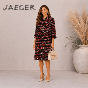 Jaeger Multi Crepe Shift Oversize Dress UK 6