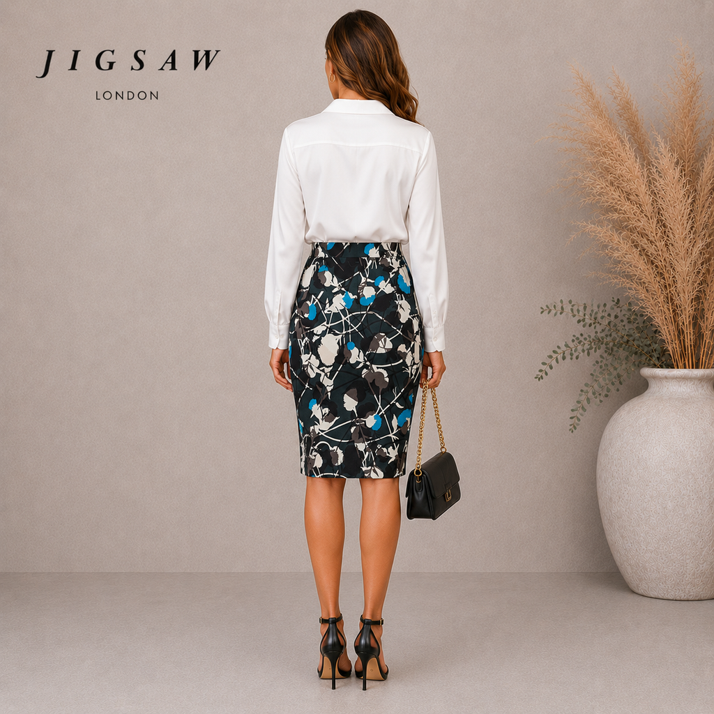 Jigsaw Multi Coloured Floral Pencil Skirt UK 6