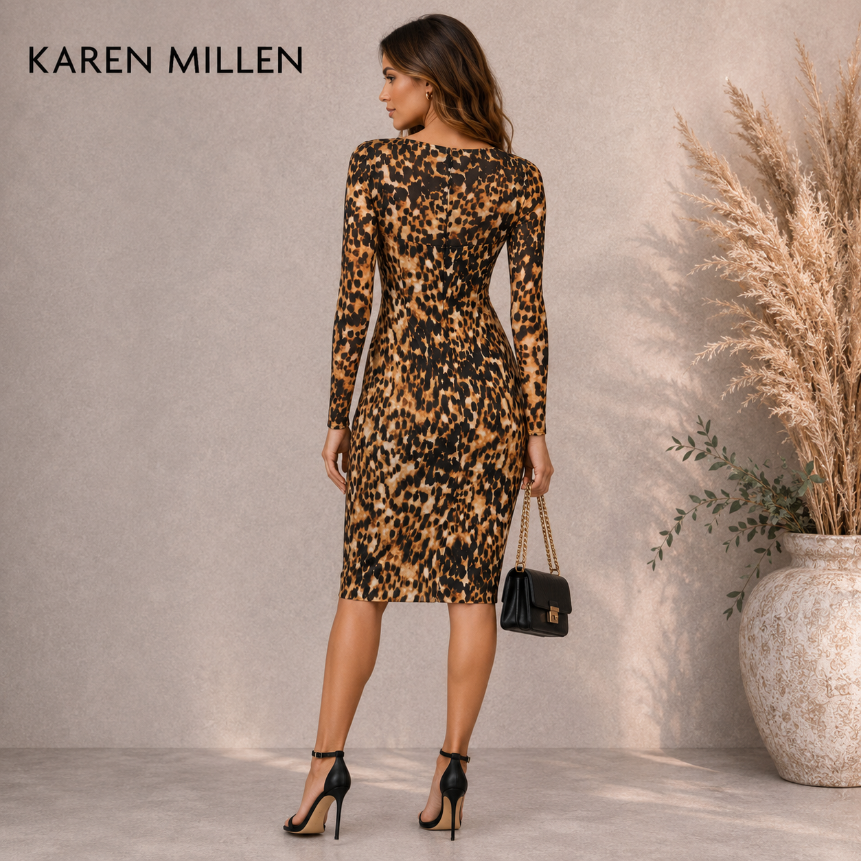 Karen Millen Brown & Tan Leopard Bodycon UK 12