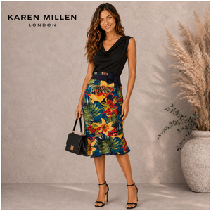 Karen Millen Multi Coloured Jungle Print Fishtail Skirt UK 8