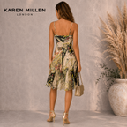 Karen Millen Multicoloured Silk Beaded Fit & Flare Dress UK 12