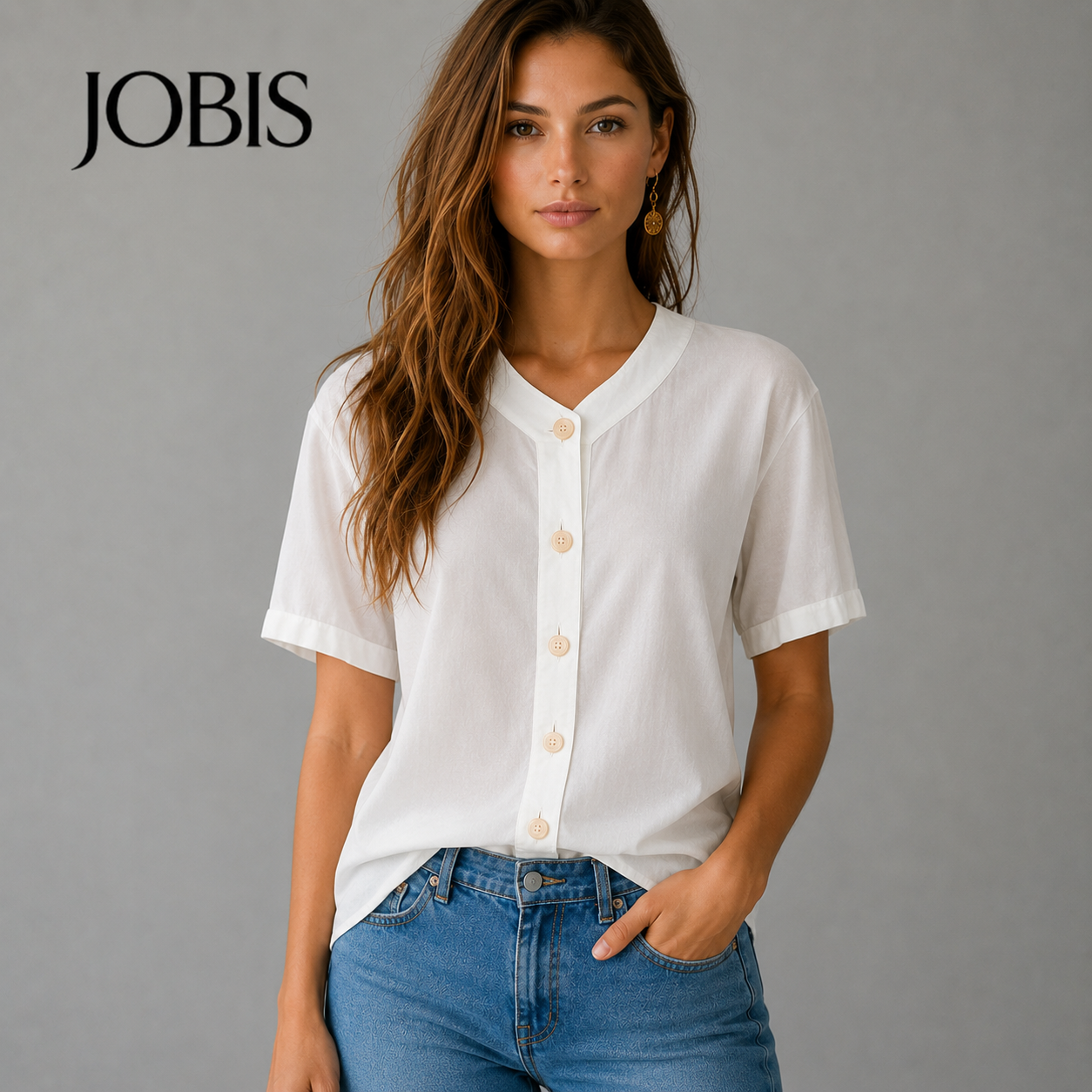Jobis White Short Sleeve Top UK 8