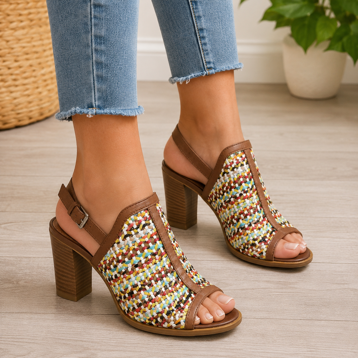 Jones Bootmaker Multicoloured Woven Leather Sandals UK 6