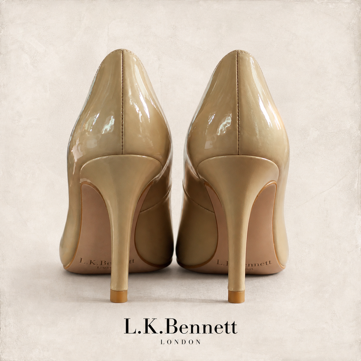 L.K. Bennett Women Sledge Taupe Patent Courts Heels  UK 2
