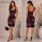 Marc Cain Black & Pink Floral Lace Dress UK 14