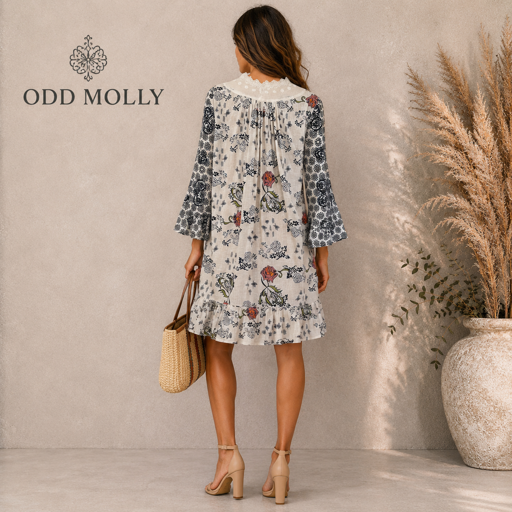 Odd Molly White Button Down Bell Sleeve Dress UK 10
