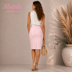 Marella Max Mara Vintage Baby Pink Linen Skirt UK 10
