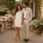 Ted Baker Cream Pleated Chiffon Beaded Dress UK 8