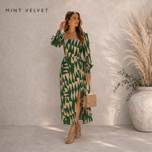 Mint Velvet Green & Cream Everly Dress UK 12