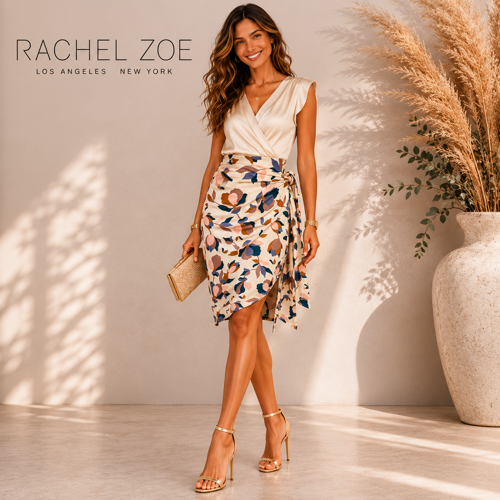Rachel Zoe White Floral Tie Wrap Mini Skirt UK 10/12