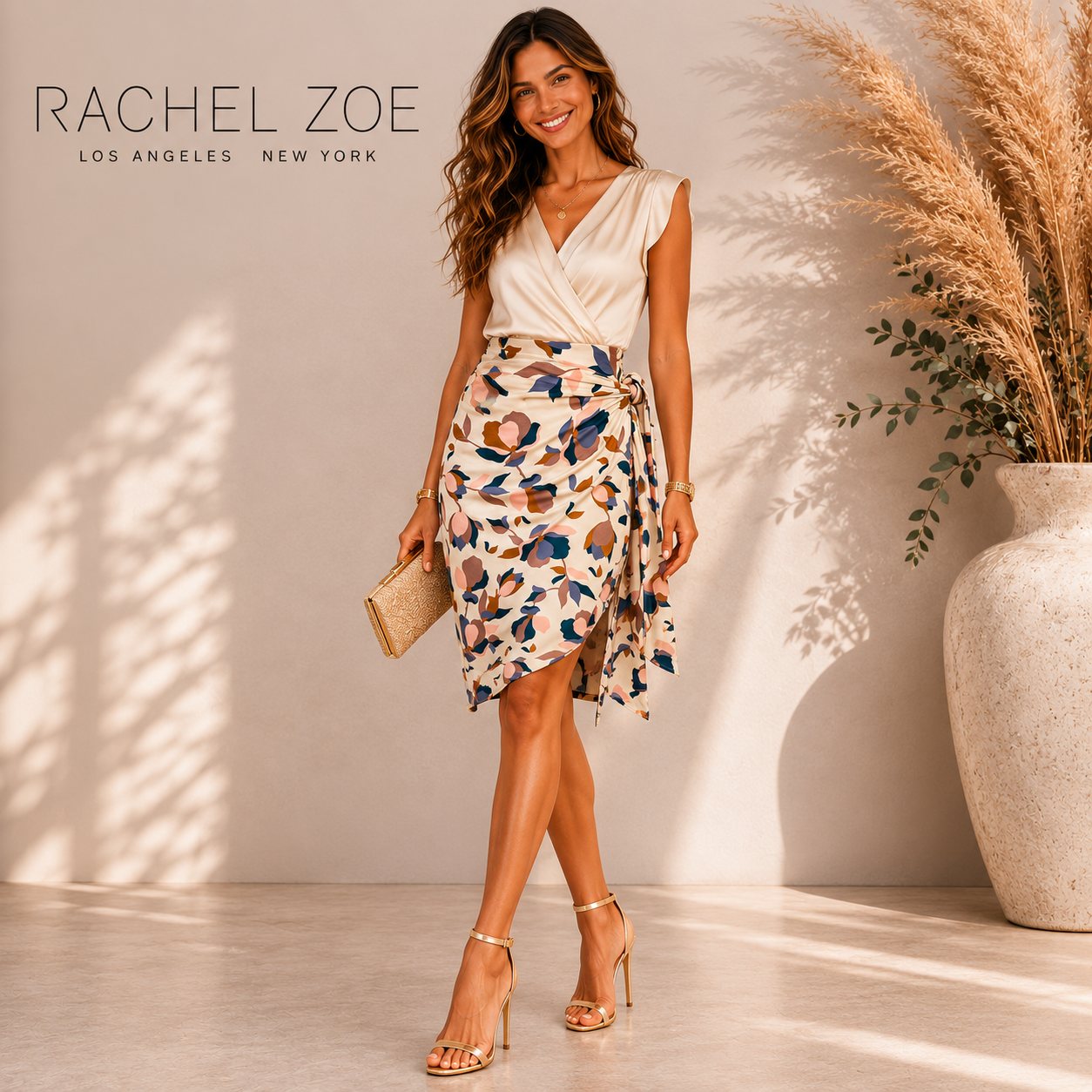 Rachel Zoe White Floral Tie Wrap Mini Skirt UK 10/12