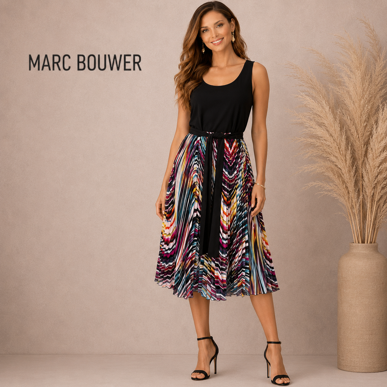 M by Marc Bouwer Multicoloured Pleated Dress UK 6/8