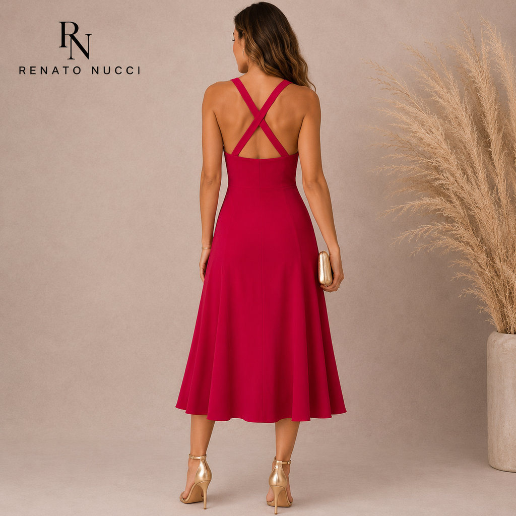 Renato Nucci Cerise Pink Silk Sweetheart Strappy Dress UK 12