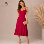 Renato Nucci Cerise Pink Silk Sweetheart Strappy Dress UK 12