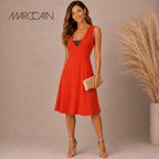 Marc Cain Orange Blue Lace Dress UK 10