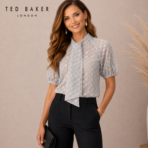 Ted Baker Grey Organza Spot Top UK 8