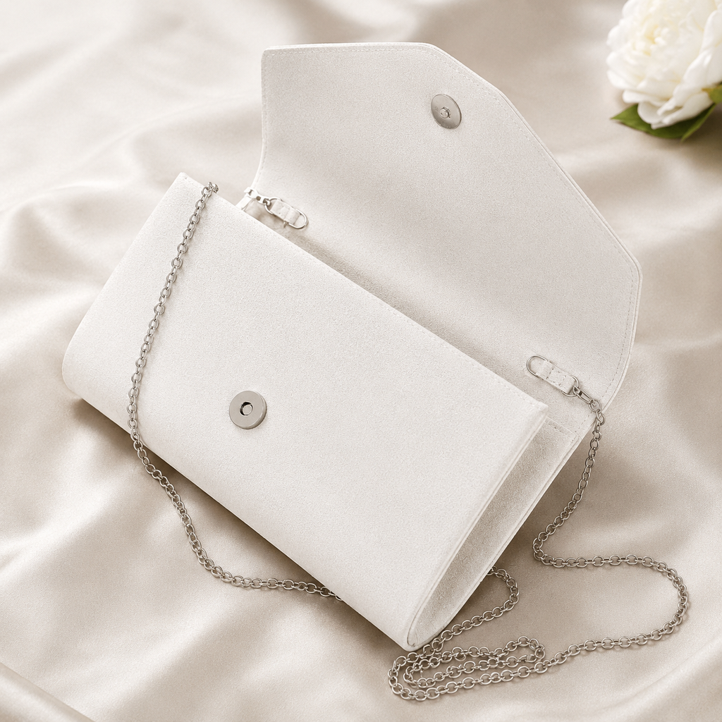 Koko White Faux Suede Clutch Bag