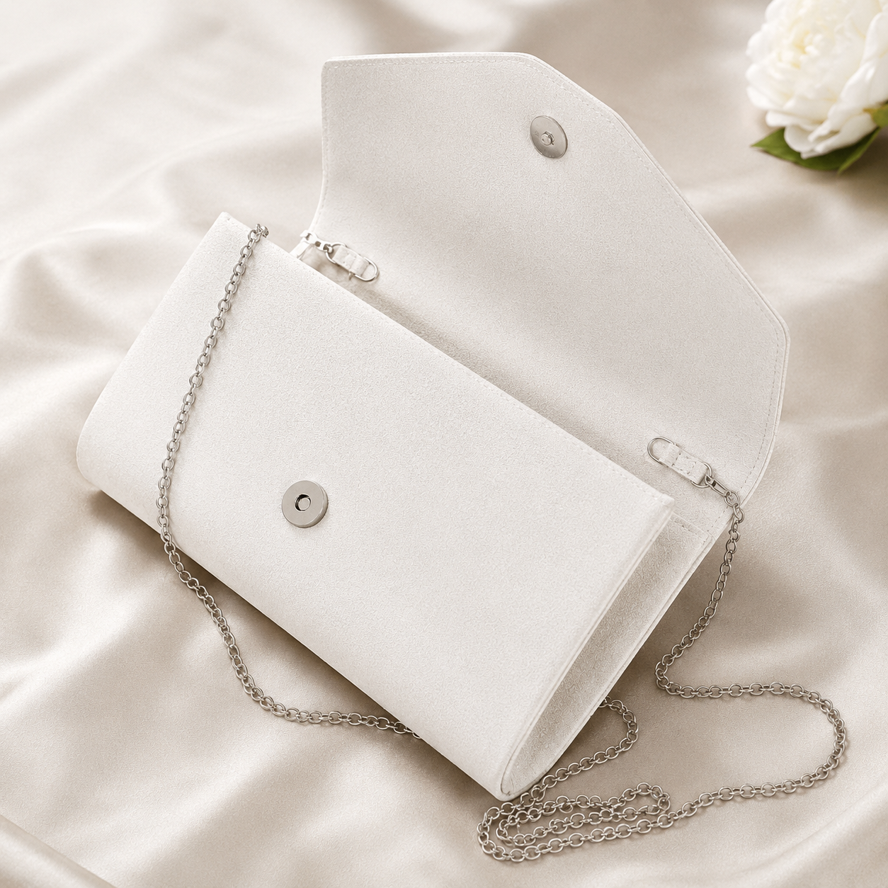 Koko White Faux Suede Clutch Bag