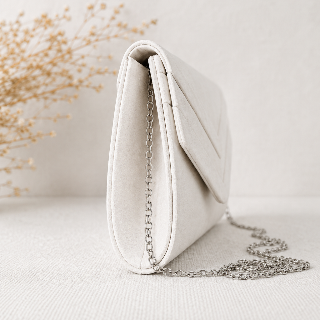 Koko White Faux Suede Clutch Bag