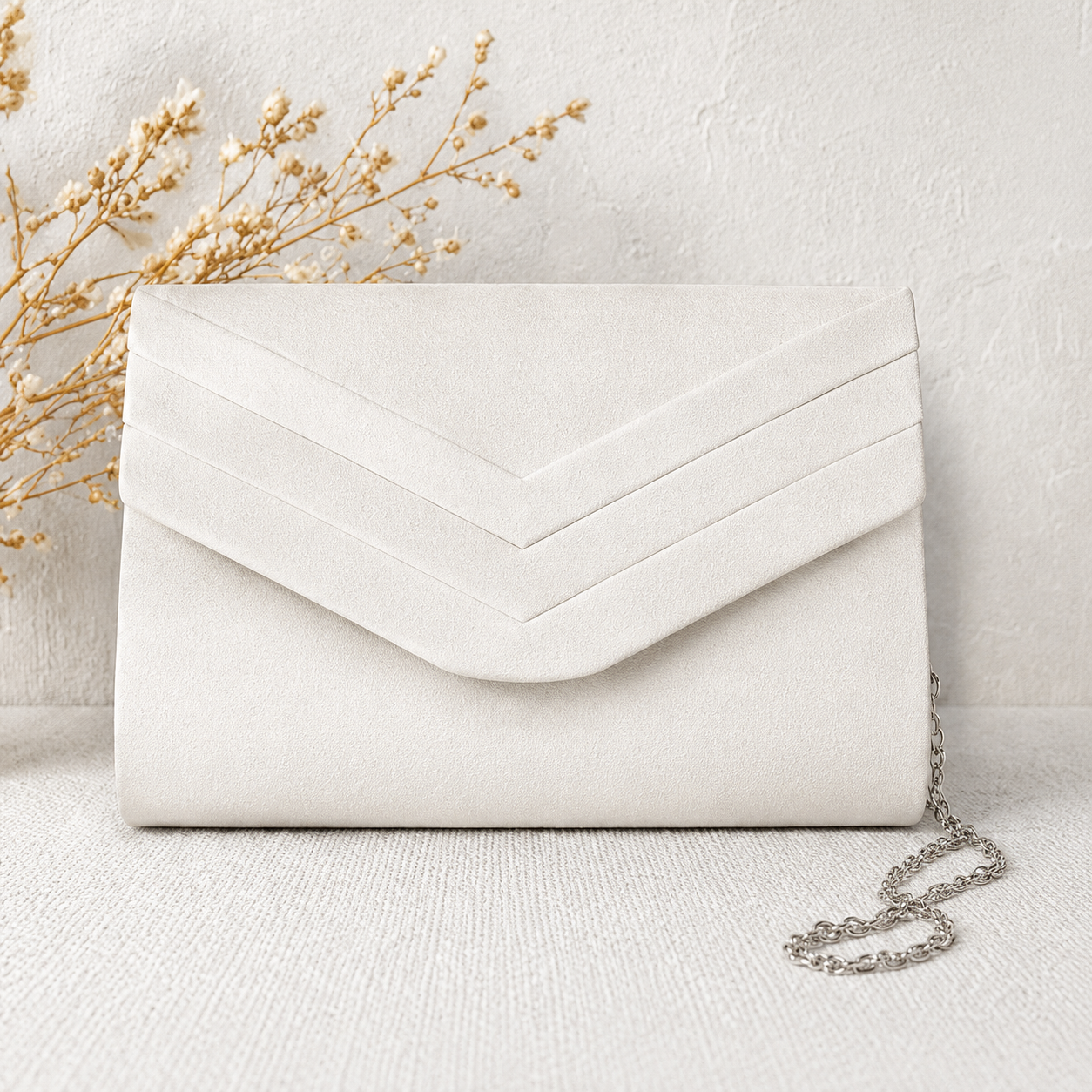 Koko White Faux Suede Clutch Bag
