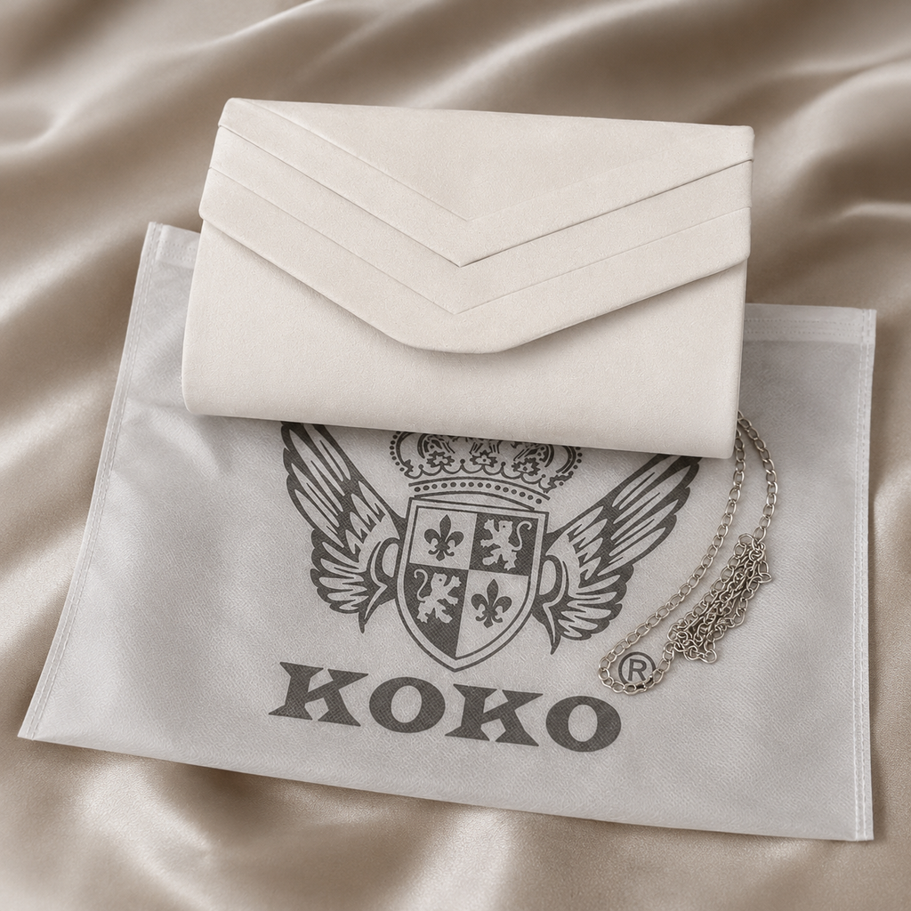 Koko White Faux Suede Clutch Bag