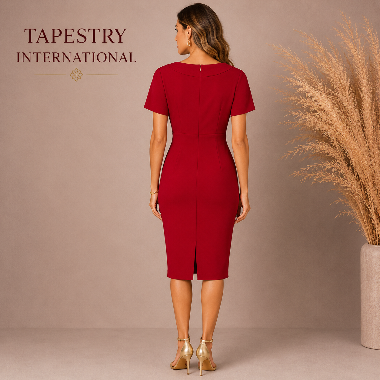 Tapestry International Red Crepe Bow Dress UK 12