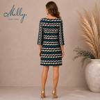 MILLY New York Teal Black Silk Dress UK 10