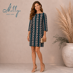 MILLY New York Teal Black Silk Dress UK 8