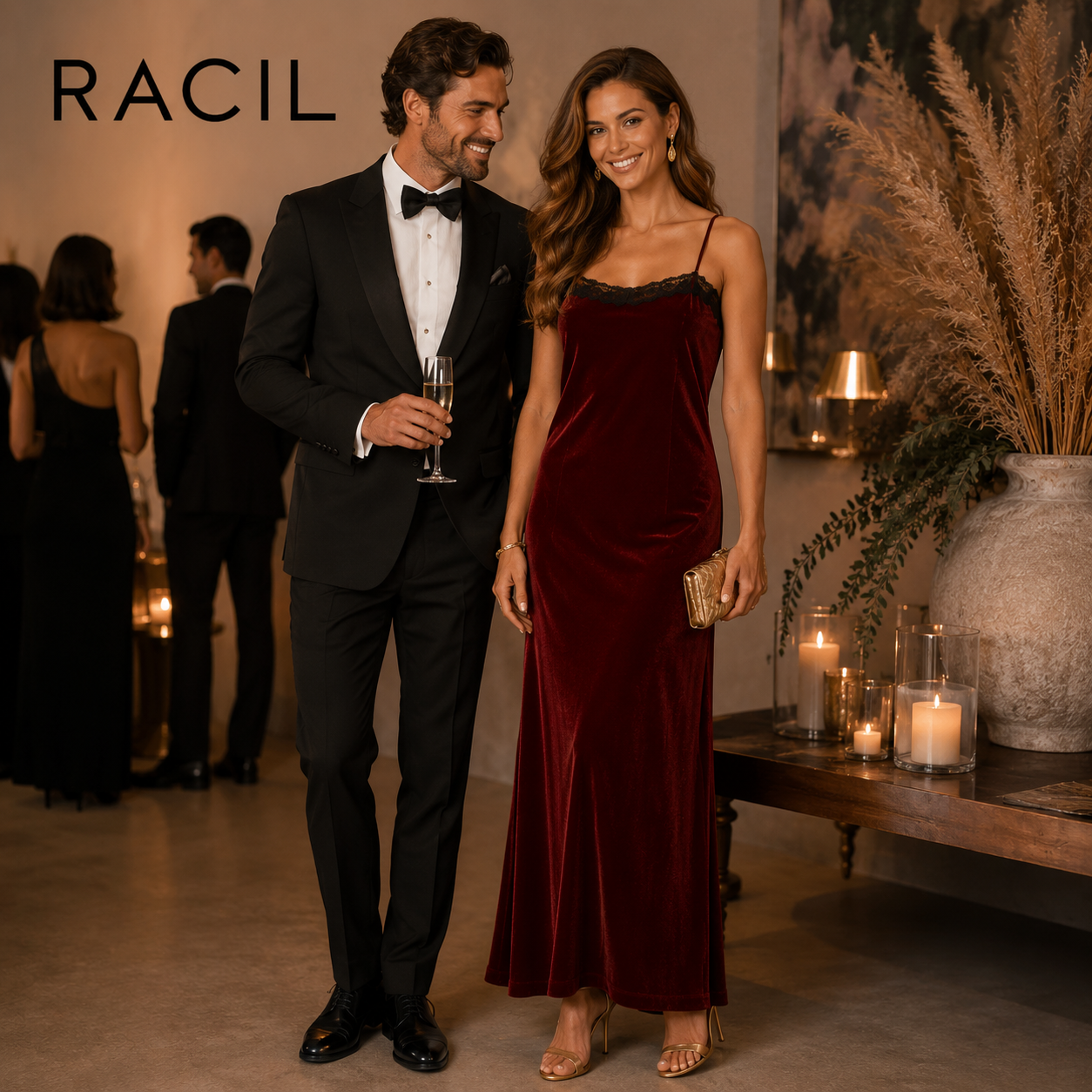 Racil Silk Blend Lace Trimmed Claret Red Velvet Dress UK 8