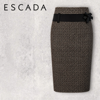 Escada Black Tweed Wool Mix Pencil Skirt UK 10
