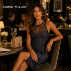 Karen Millen Brown Taffeta Bubble Hem Dress UK 8