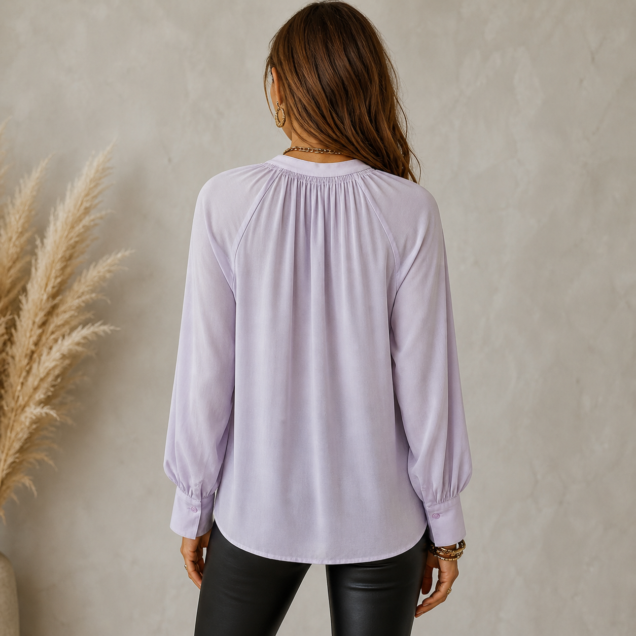 M&S Collection Pale Lilac Smock Neck Top UK 8