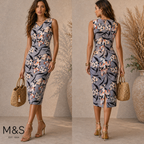 Marks & Spencer Autograph Blue Floral Dress UK 10