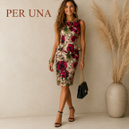 Per Una Multicoloured Floral Satin Peplum Dress UK 10