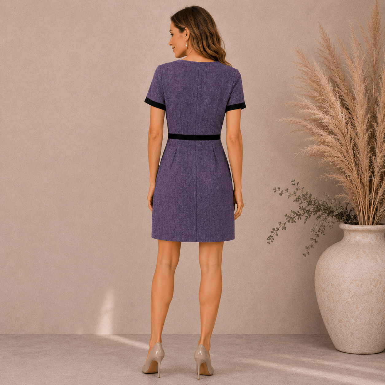 Nomads Purple Black Woven Cotton Dress UK 14