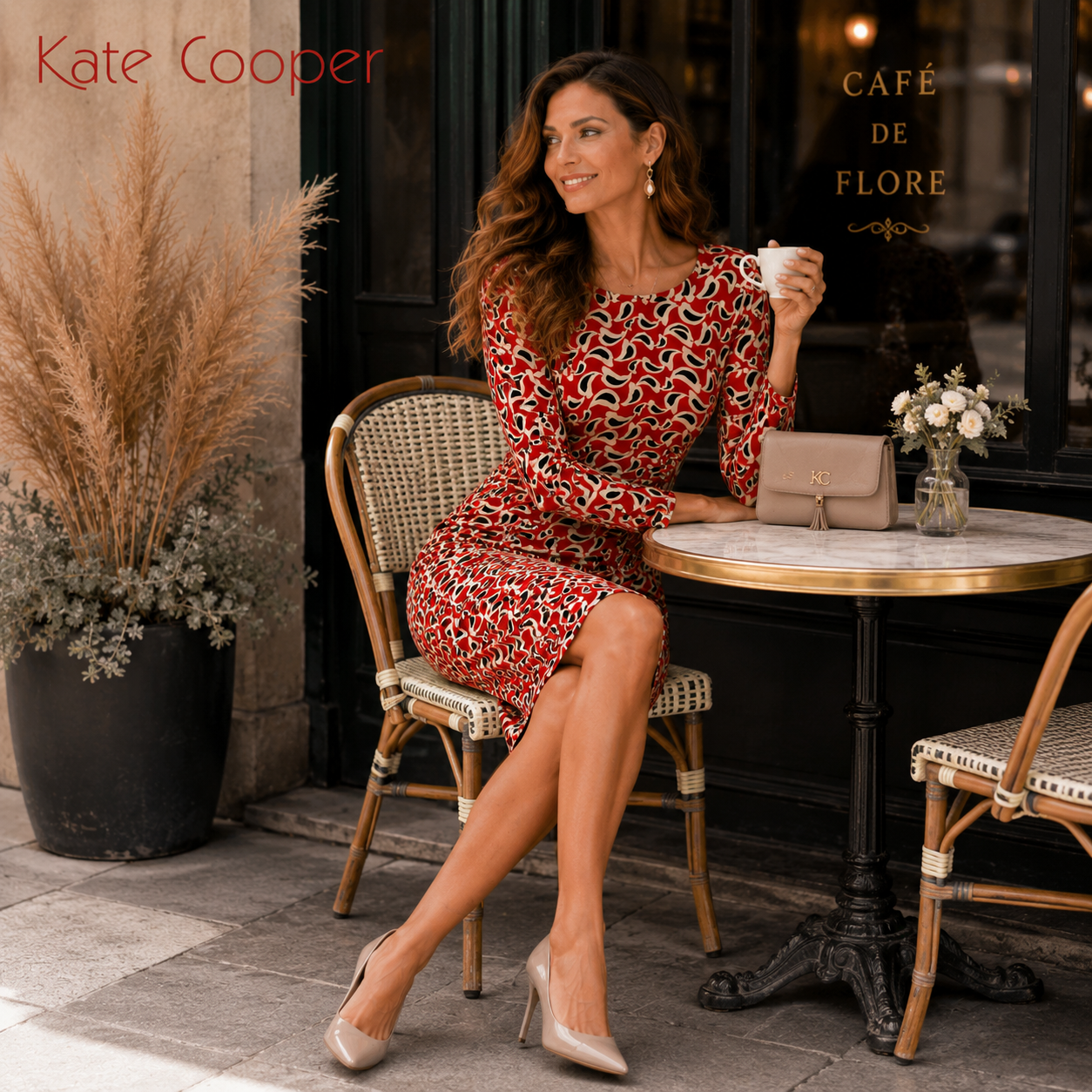 Kate Cooper Red Ruched Stretch Jersey Dress UK 14