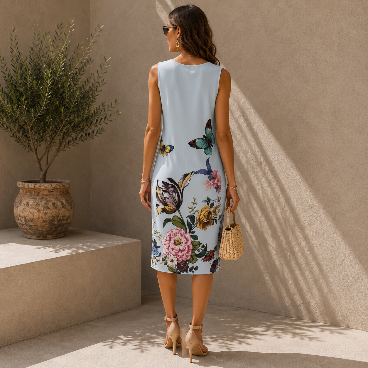 Made In Italy Blue Floral Summer Dress  UK 12/14