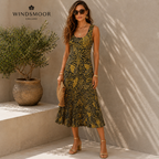 Windsmoor Yellow Black Silk Sleeveless Dress UK 10