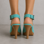 Grazia Turquoise Faux Suede Platform Sandals UK 6