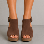 Grazia Brown Faux Suede Strappy Platform Sandals UK 6